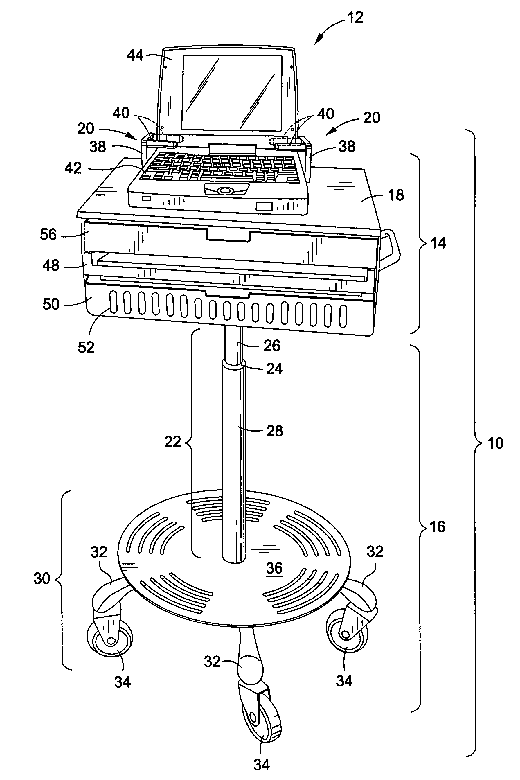 Secure shelf for technology workstand