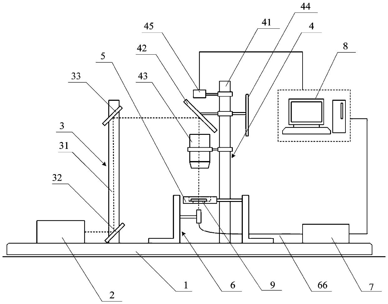 Noble metal nanoarray extinction spectrum measurement device and sensing detection method thereof