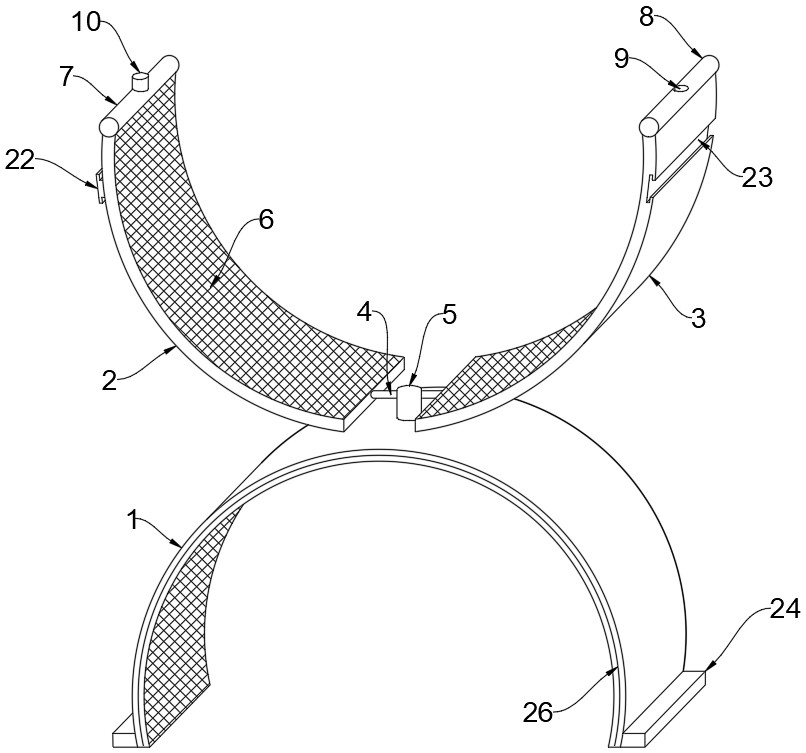 A wire harness clip with a two-layer flip structure