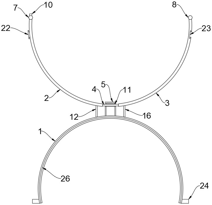 A wire harness clip with a two-layer flip structure