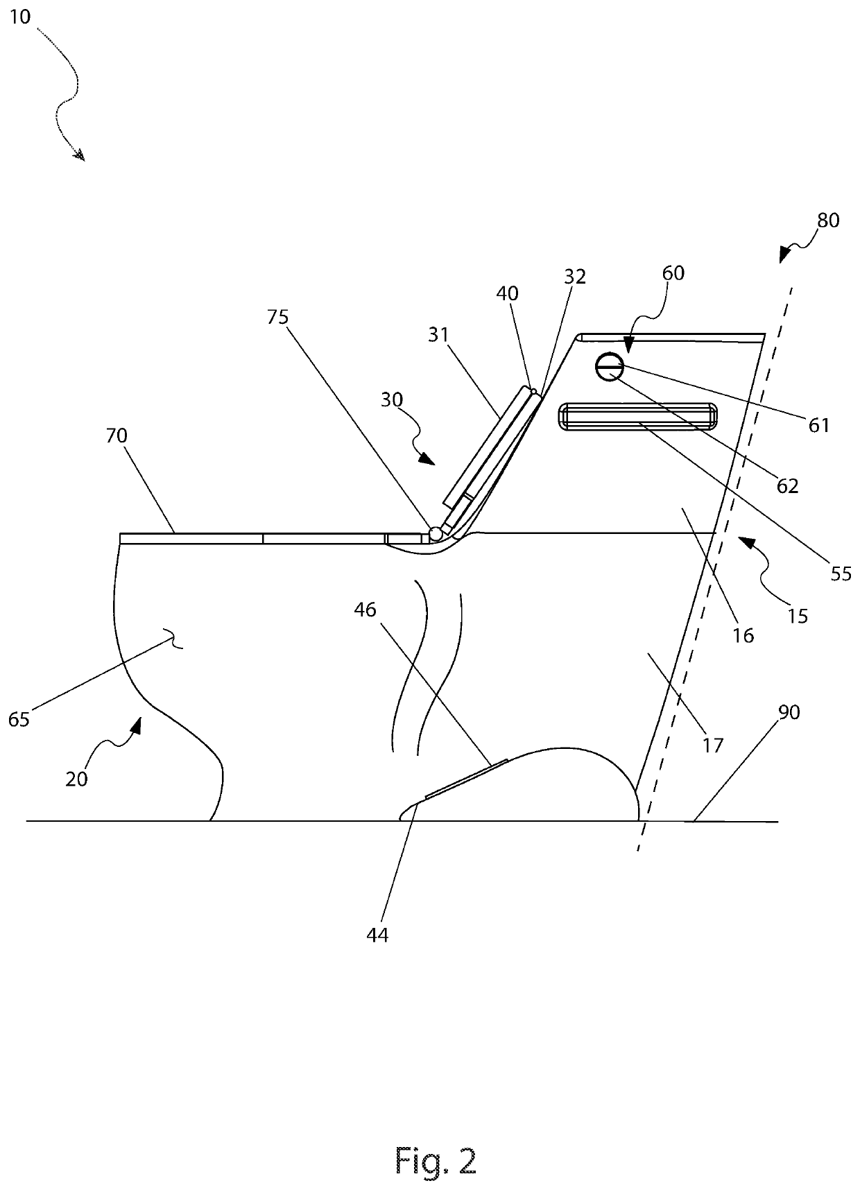 Rearward-facing toilet