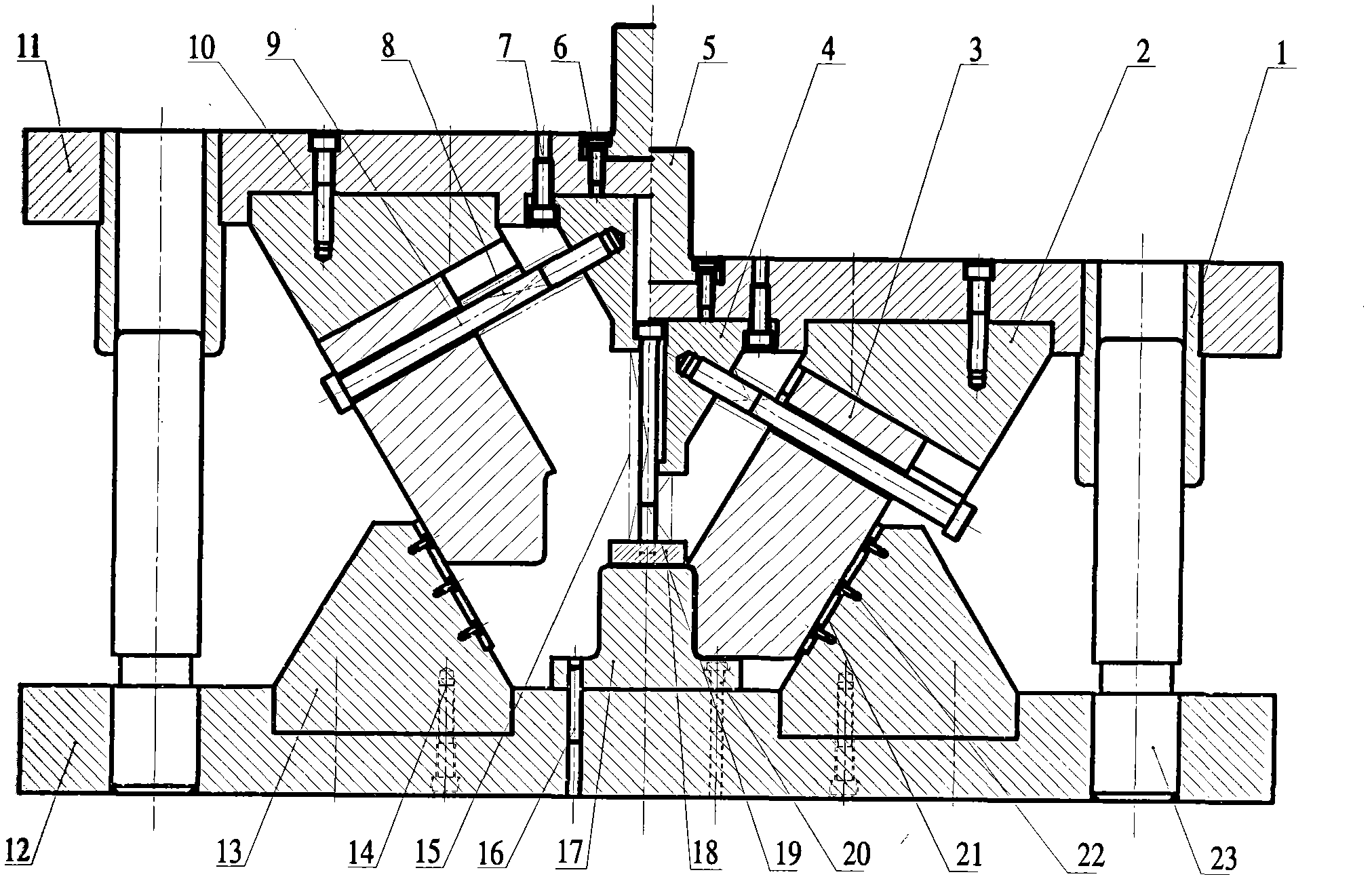 Composite Die for Slanted Wedge Bending and Reshaping of U-like Section Stamping Parts