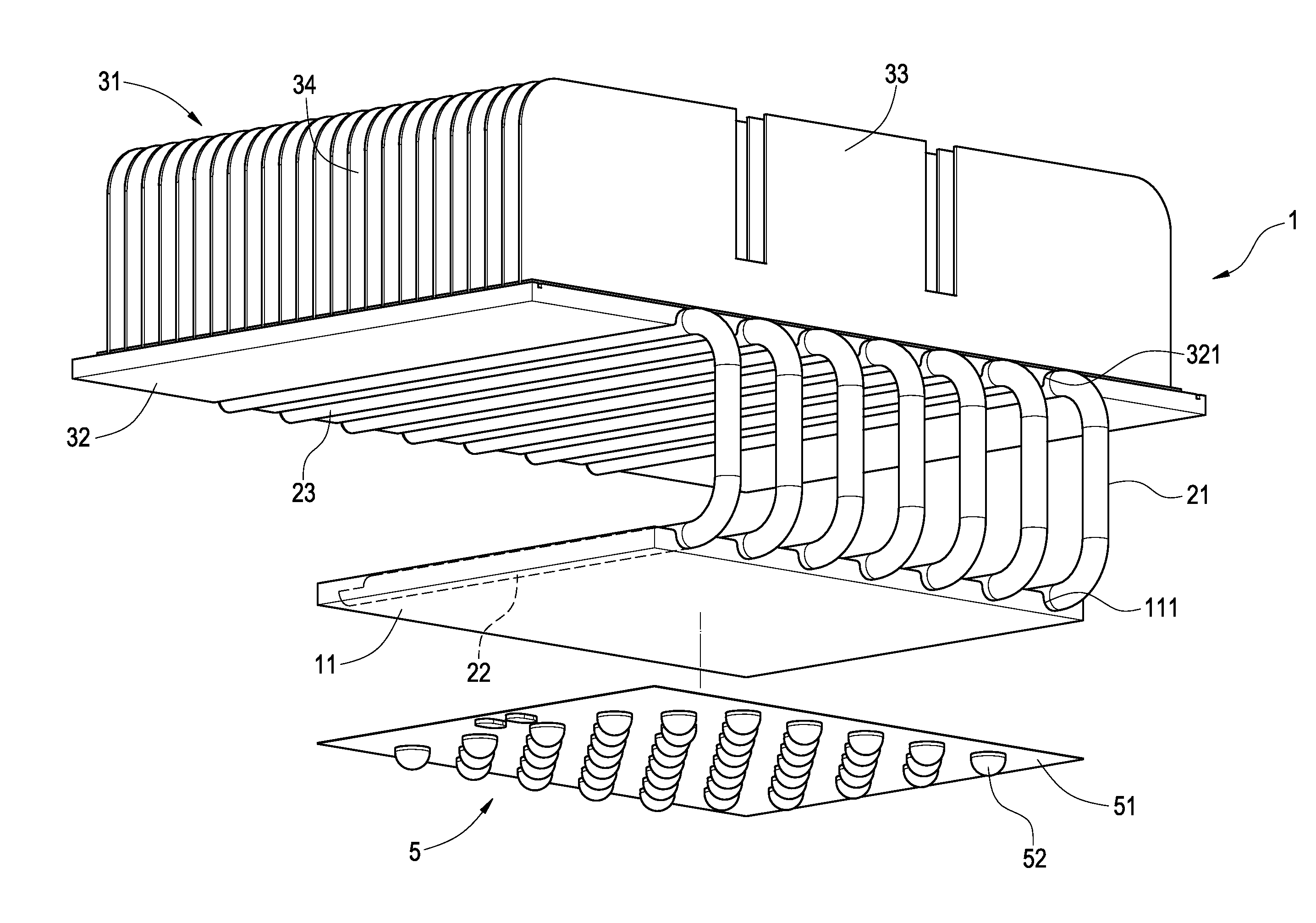 Illumination device having unidirectional heat-dissipating route