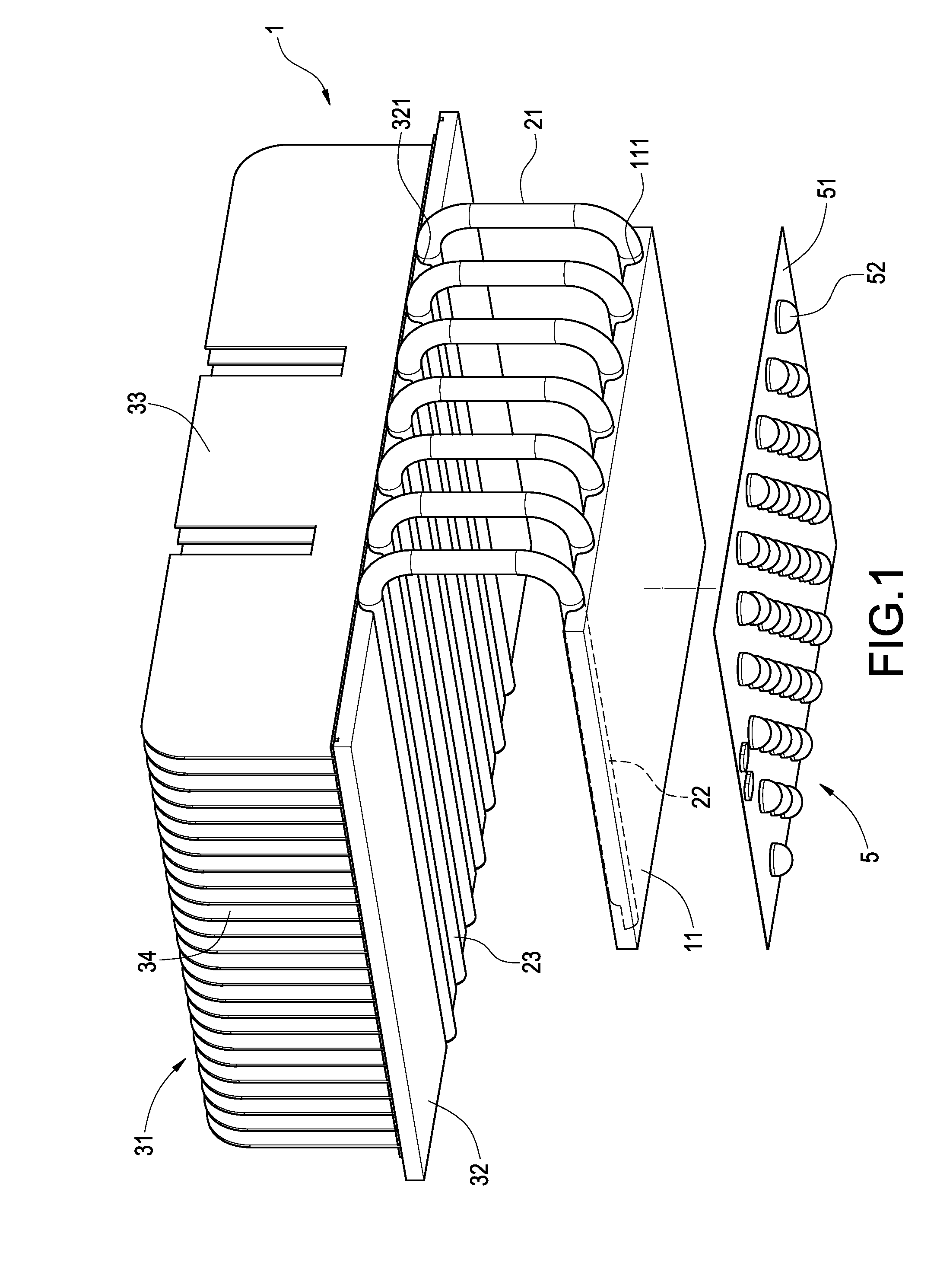 Illumination device having unidirectional heat-dissipating route