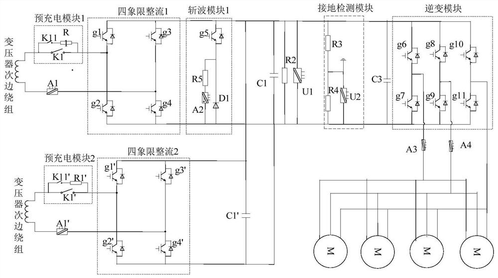 A method for suppressing temperature rise of asynchronous motor bearings for AC-DC-AC electric multiple units