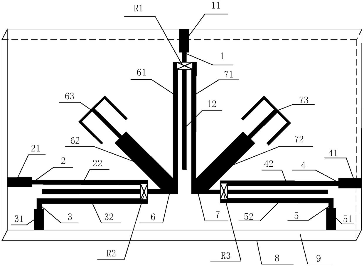 Novel wideband four-way filtering power divider