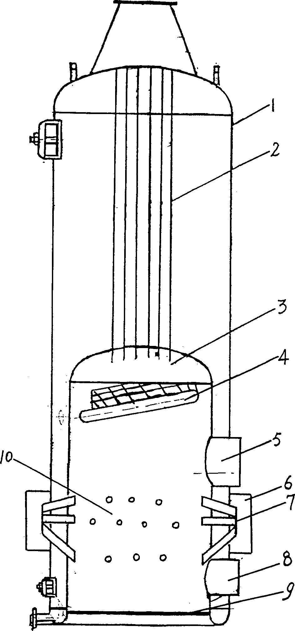 Coke boiler with low sulphur discharge