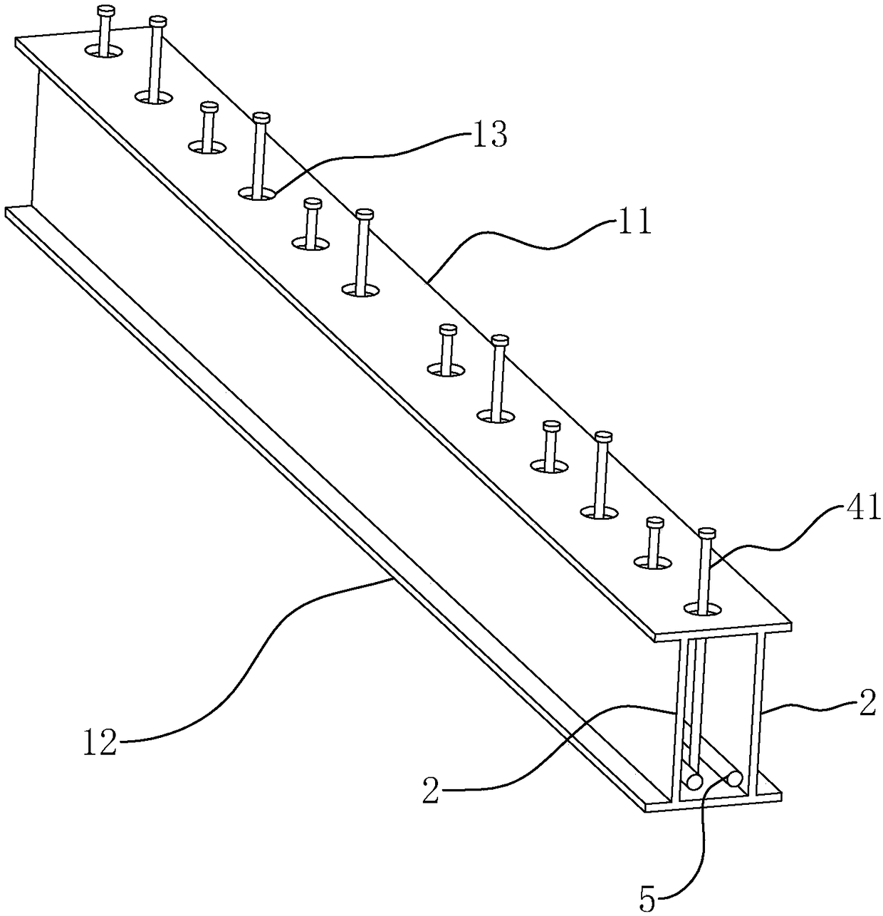 Double-webbed H type steel, and connecting node of double-webbed H type steel and concrete prefabricated slab