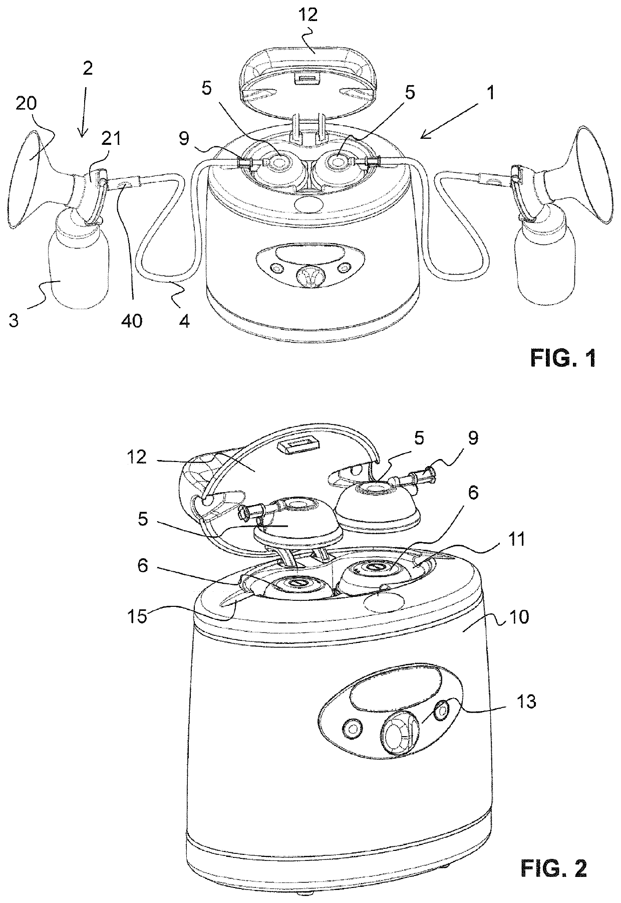 Breast pump and cap for same