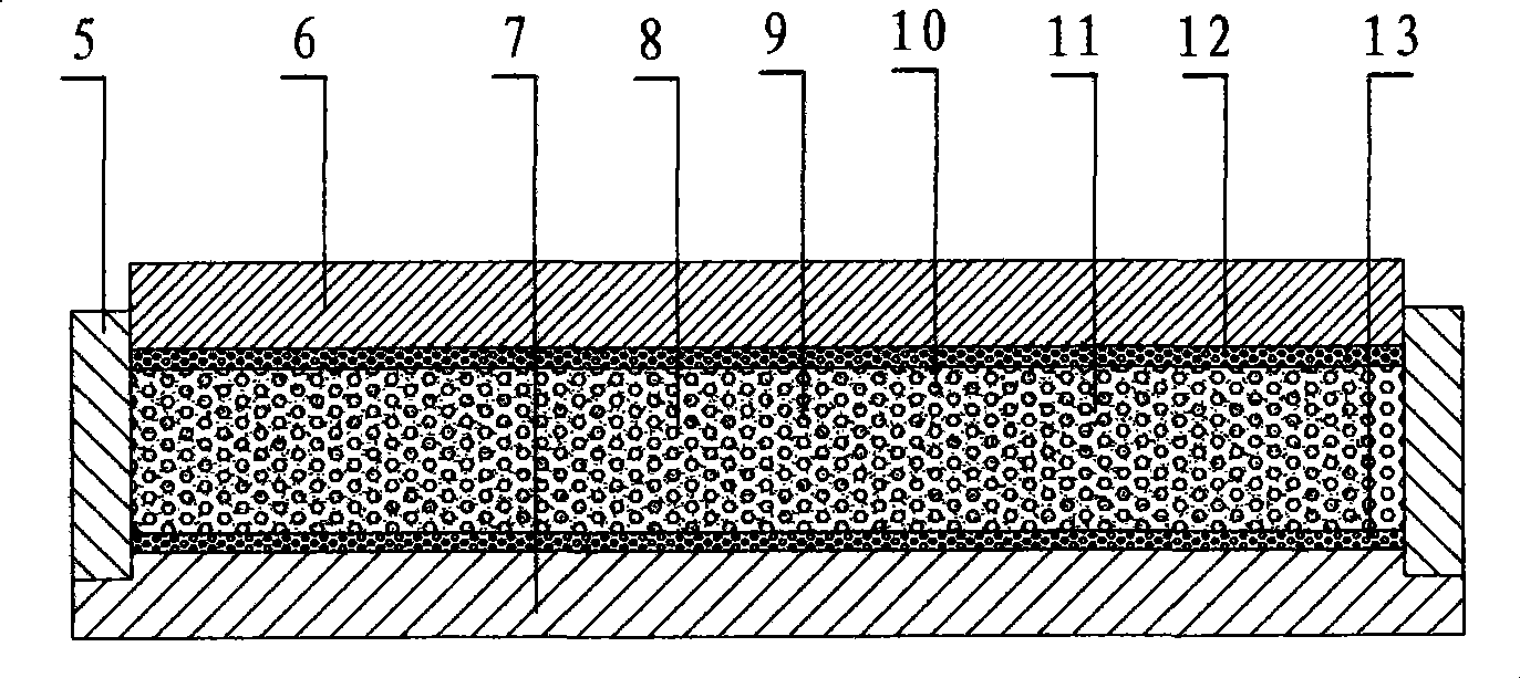 Mixed powder alloy with high melting point particles or fibers and low melting point particles as well as method for preparing same