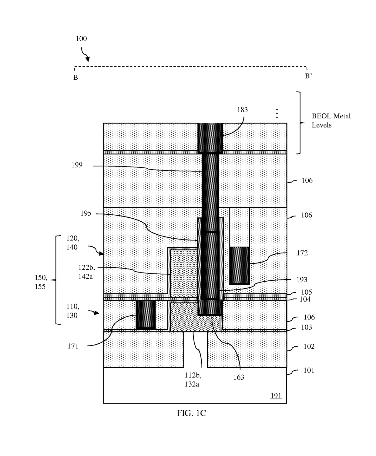 Integrated circuit structure incorporating stacked field effect transistors