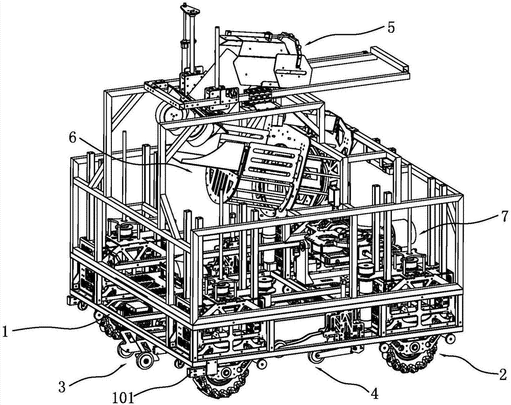 Robot with material taking and feeding functions