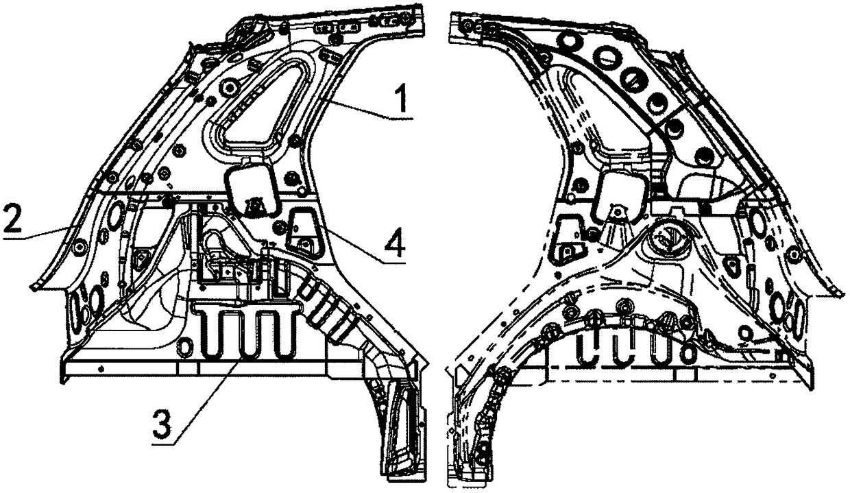 Rear side wall inner plate assembly structure