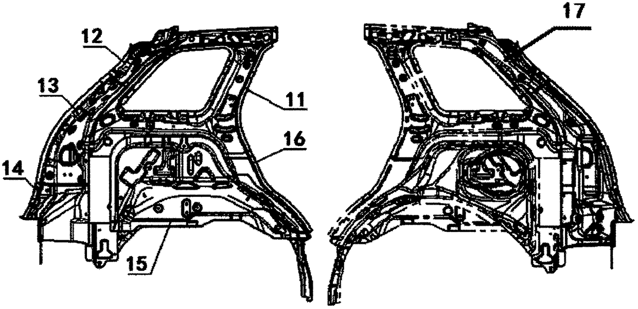 Rear side wall inner plate assembly structure