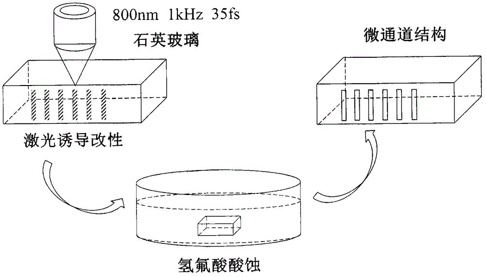 Method for manufacturing micro channel by combining laser polarization selective ablation with acid etching