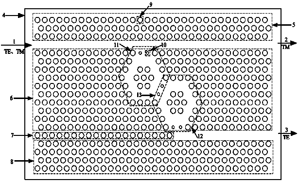 Terahertz wave polarization beam splitter with double regular hexagon structures