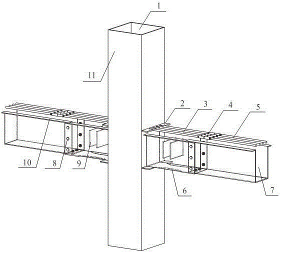 Joint connection of regeneration cubage concrete combination beam-column and construction method thereof