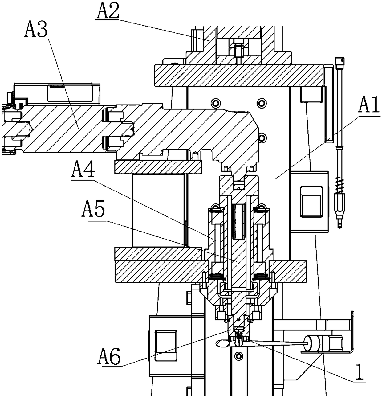 Integrated tightening and riveting mechanism for steering gear adjusting nut and application method thereof