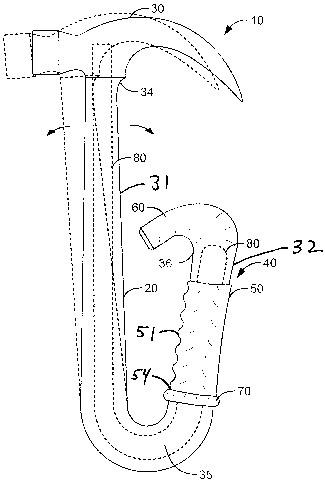 Hammer having shock absorbing handle