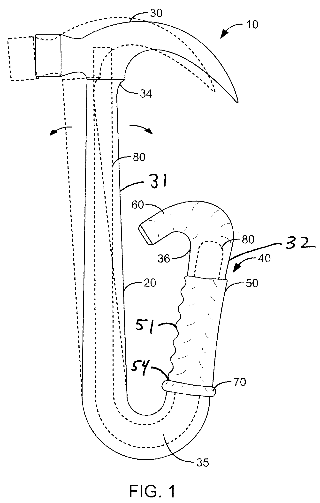 Hammer having shock absorbing handle