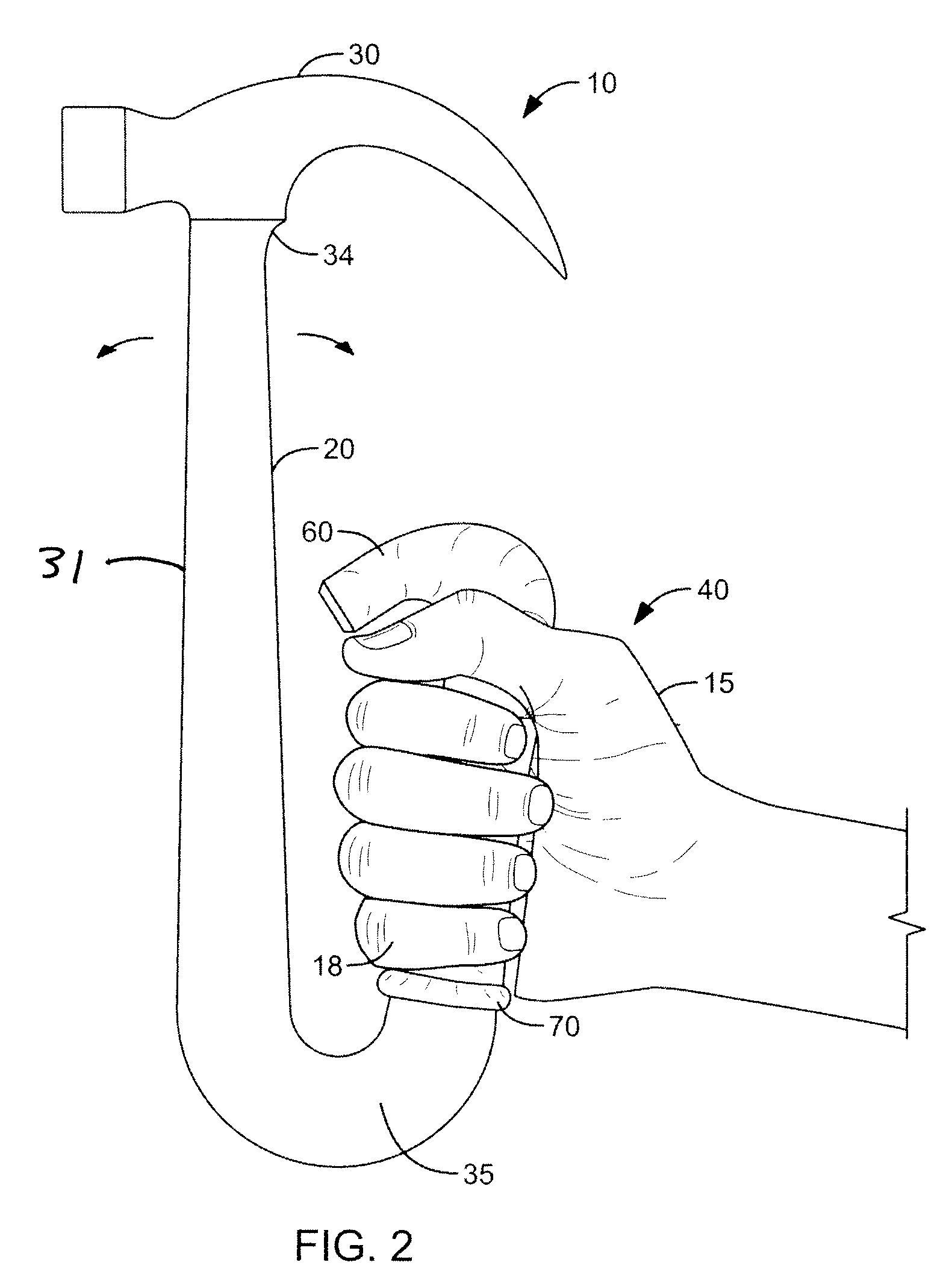 Hammer having shock absorbing handle