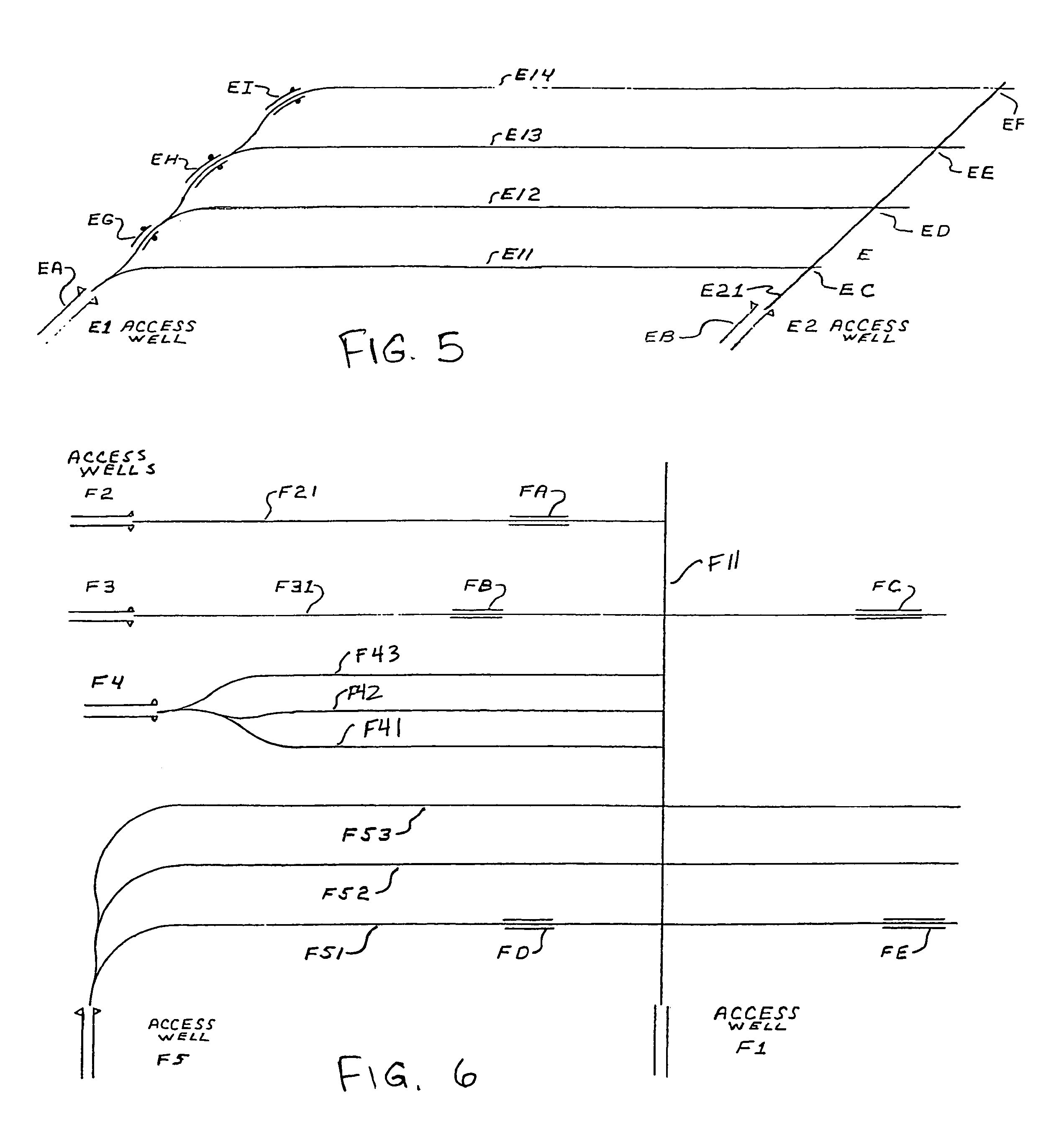 Methods for constructing underground borehole configurations and related solution mining methods