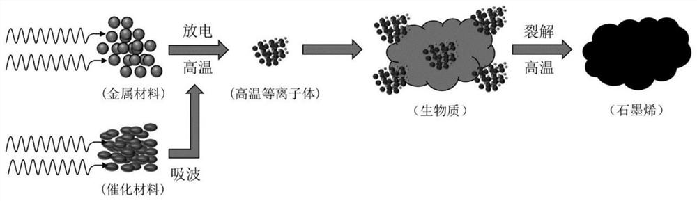 Method and device for producing carbon material through non-pollution biomass microwave anaerobic carbonization