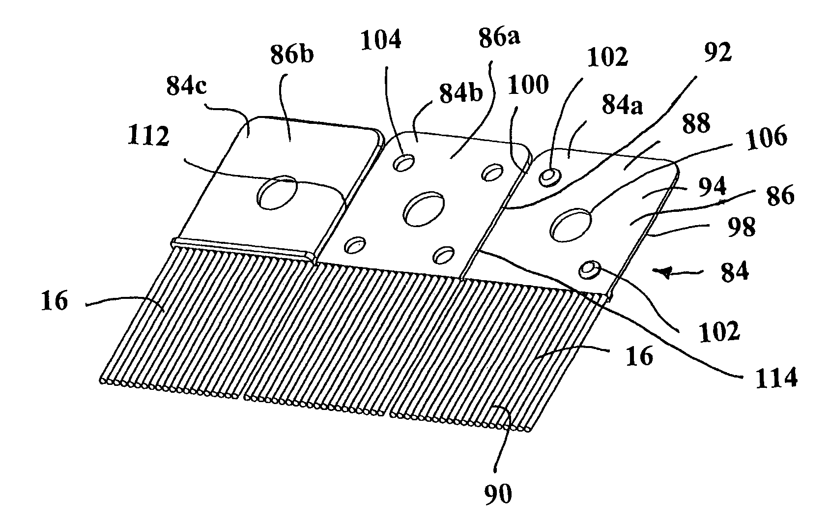 Brush with removable plates of tines