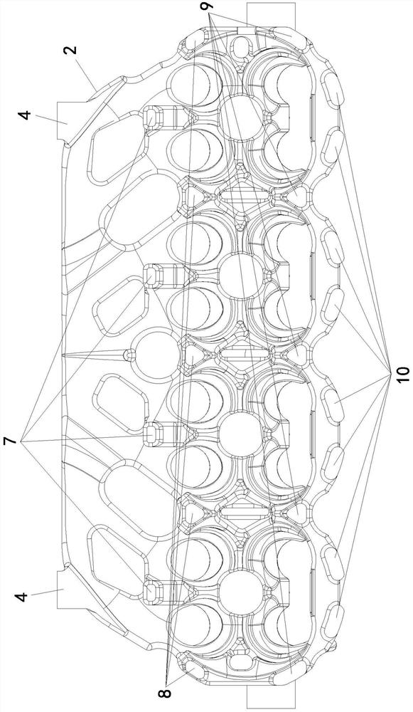 Cylinder cover double-layer water jacket structure of cross-flow cooling engine