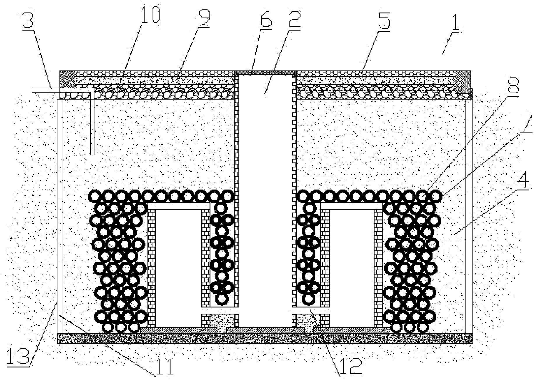 Water storage system with surface layer capable of being used for planting