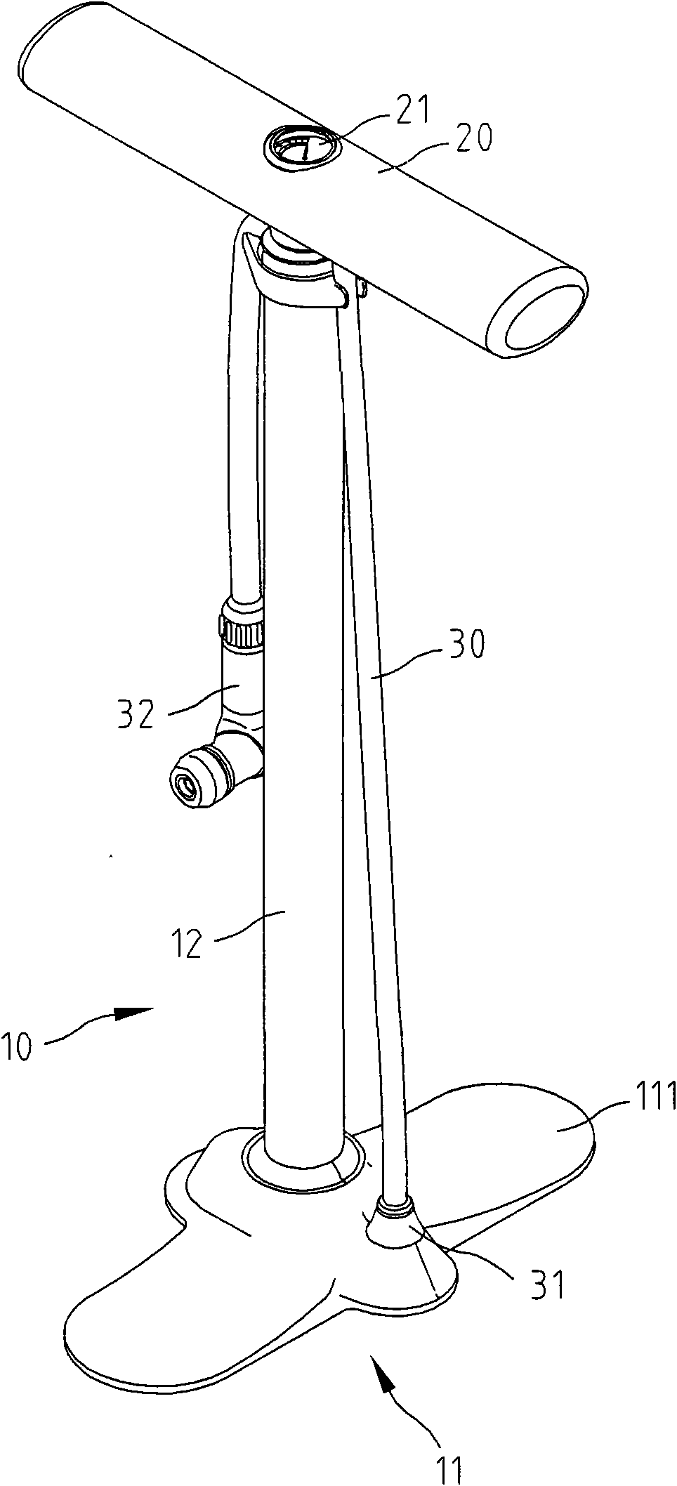 Bicycle pump provided with pressure gage on handle