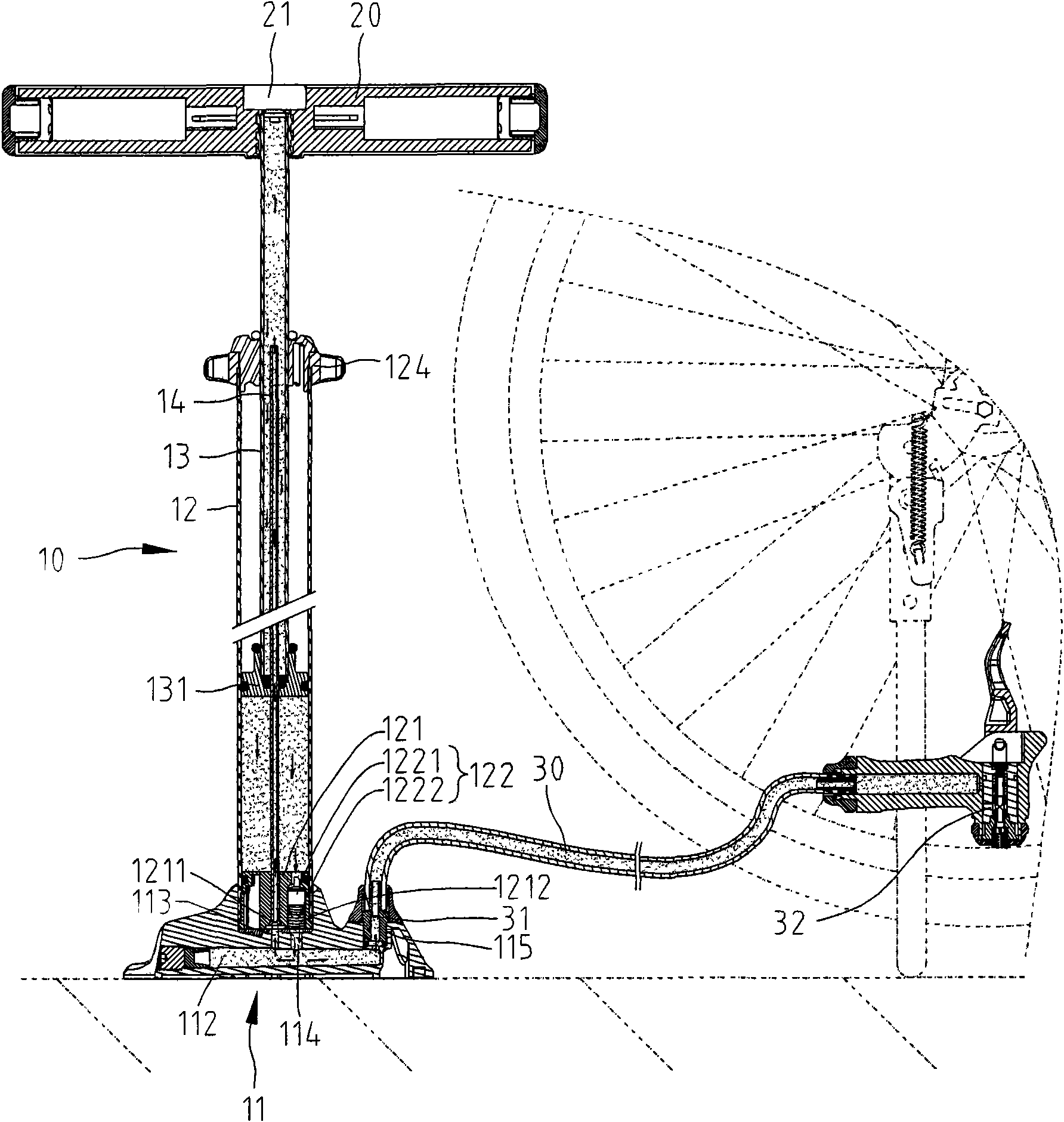 Bicycle pump provided with pressure gage on handle