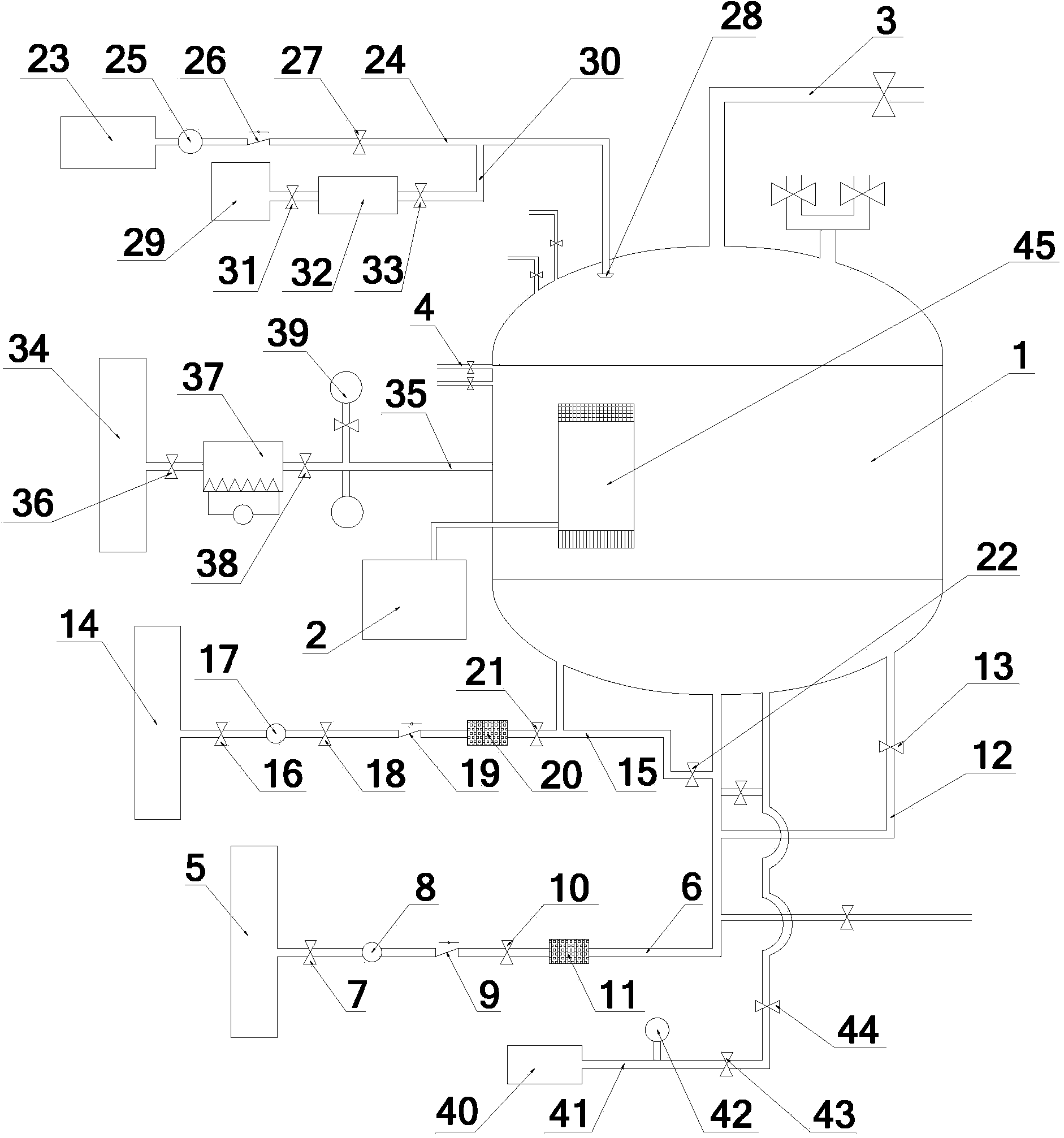 Experimental system used for simulating severe accident conditions of containment of nuclear power plant, and implementation method thereof