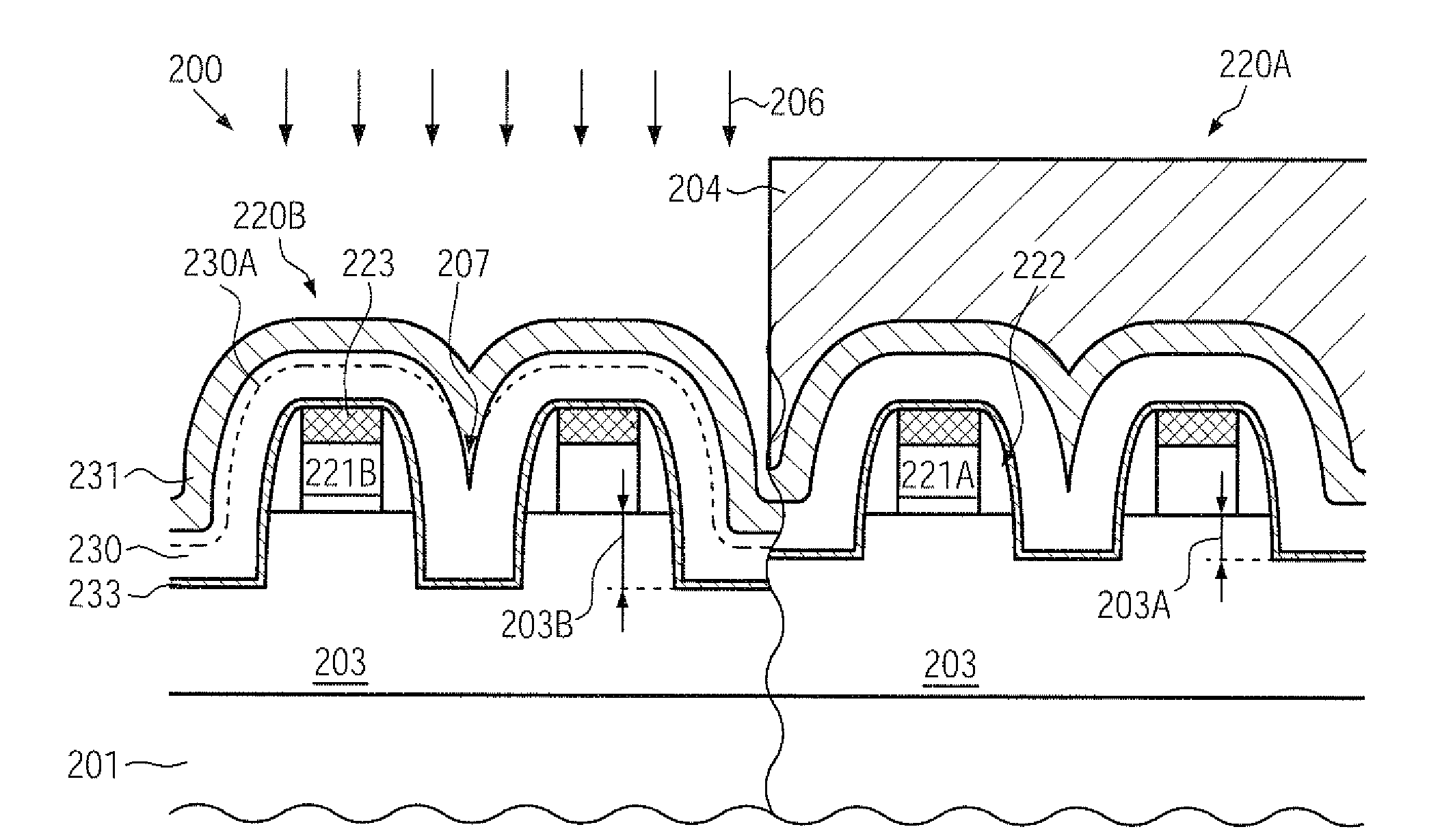 Technique for reducing topography-related irregularities during the patterning of a dielectric material in a contact level of closely spaced transistors