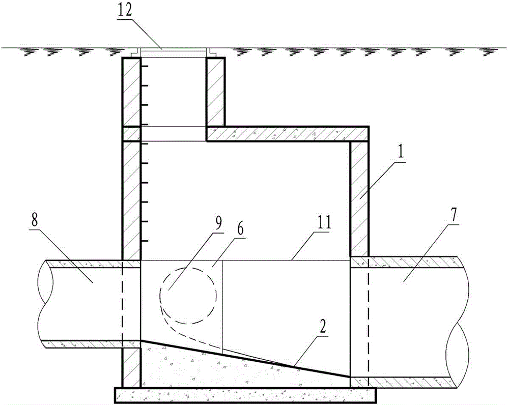 Water drainage cross inspection well preventing water face-to-face flushing