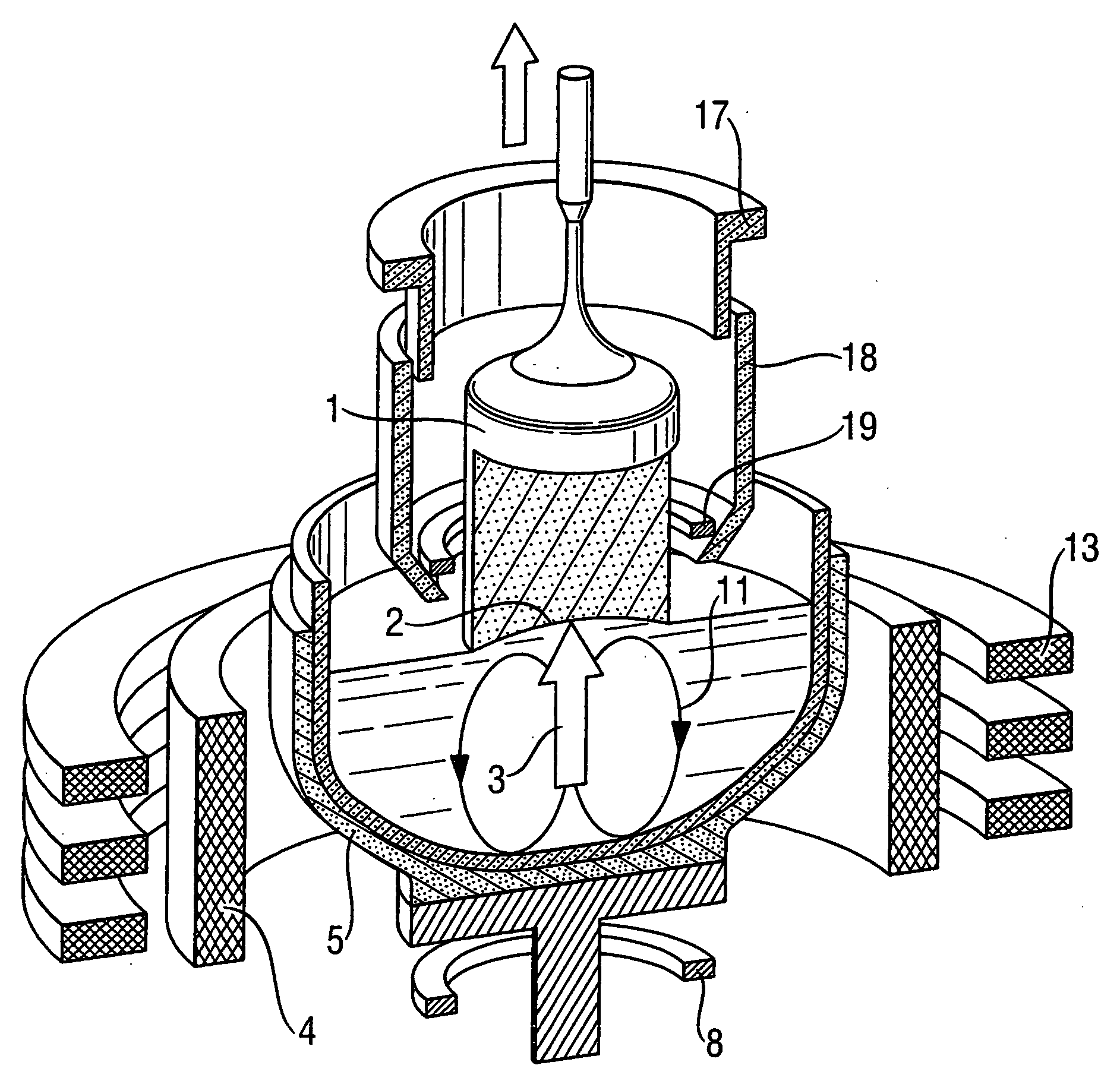 Method and device for the production of a silicon single crystal, silicon single crystal, and silicon semiconductor wafers with determined defect distributions