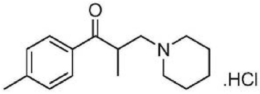 Composition of tolperidone hydrochloride and application thereof