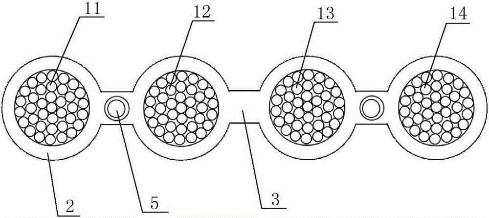 Low-voltage overhead parallel bunched insulated wire with prefabricated micro tubules for blown optical cables