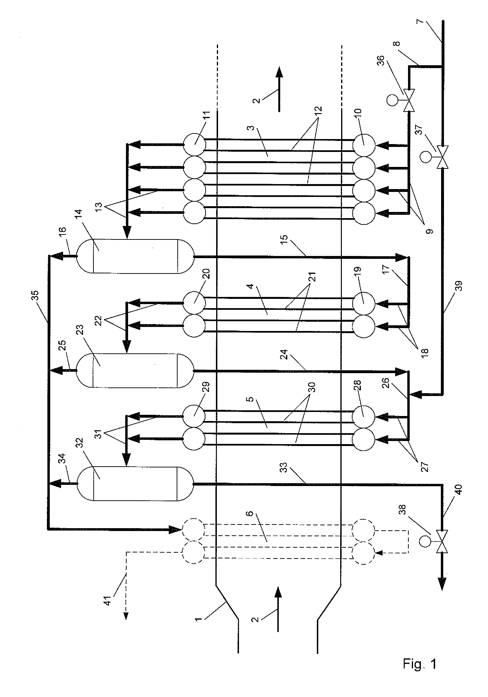 Cascading once through evaporator