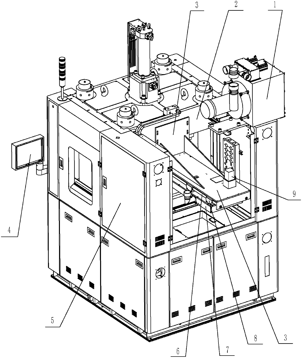 Automatic cleaning and vacuuming device for plastic sealing mold