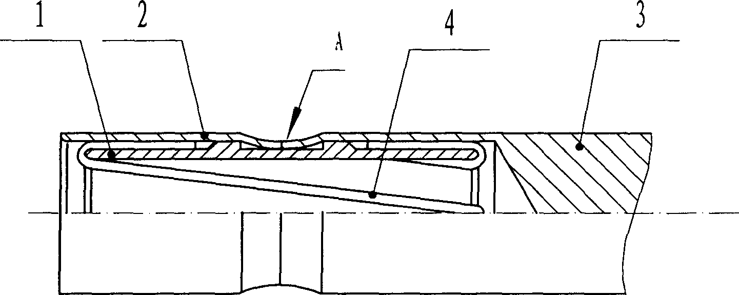 Single-leaf revolving double-curve crown-strip ring and its process thereof