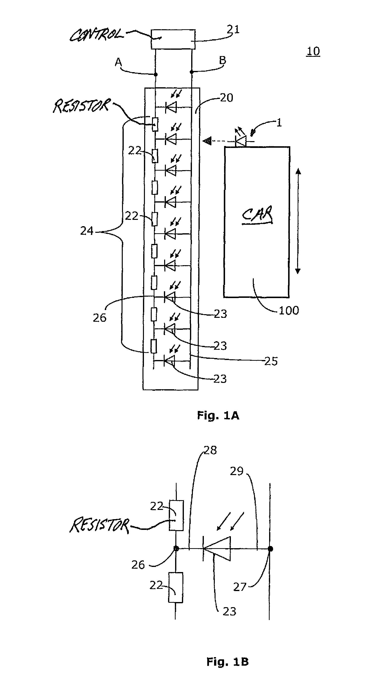 Elevator car position detection system and method of determining a position of an elevator car in an elevator shaft