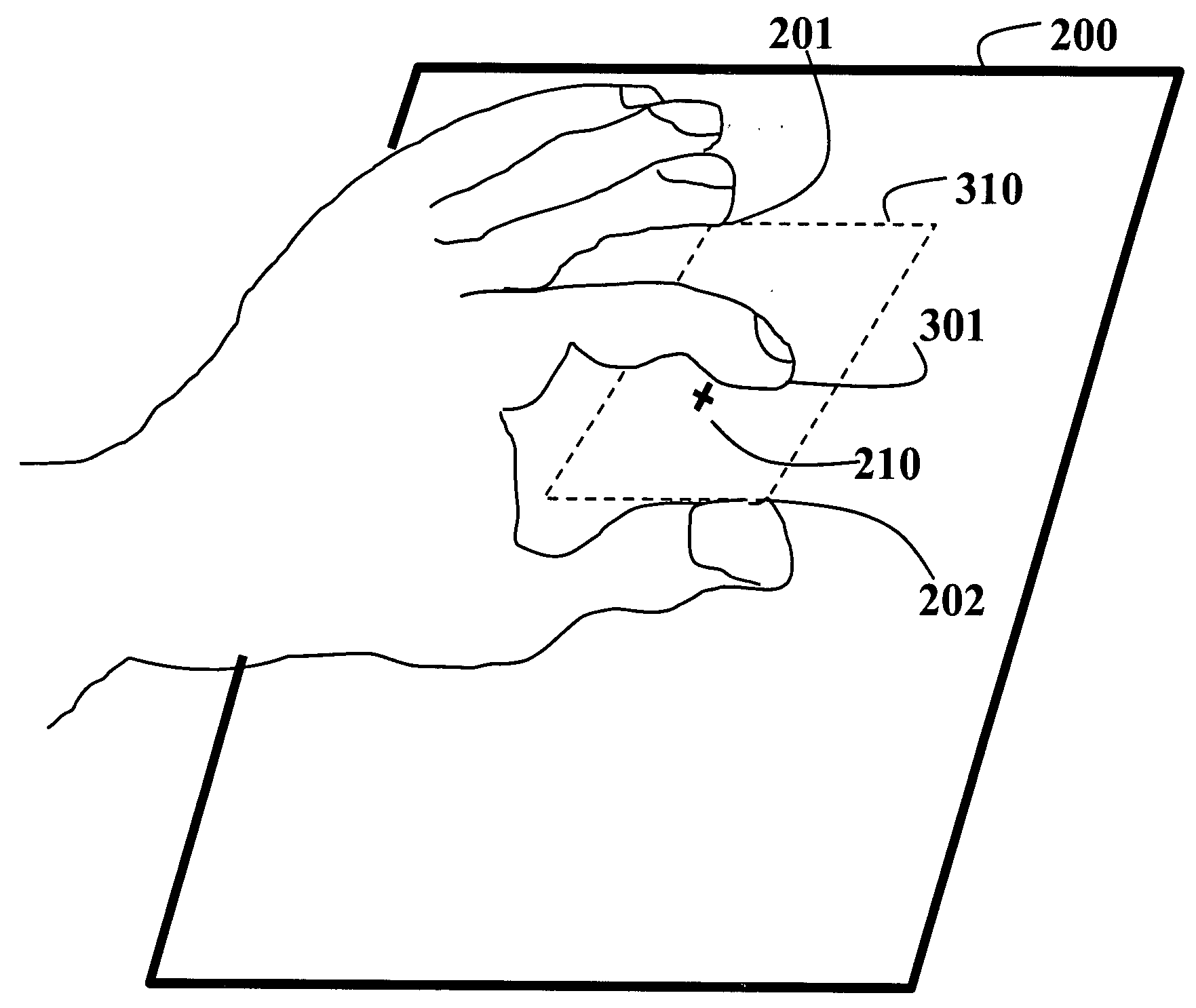 Method and system for emulating a mouse on a multi-touch sensitive surface