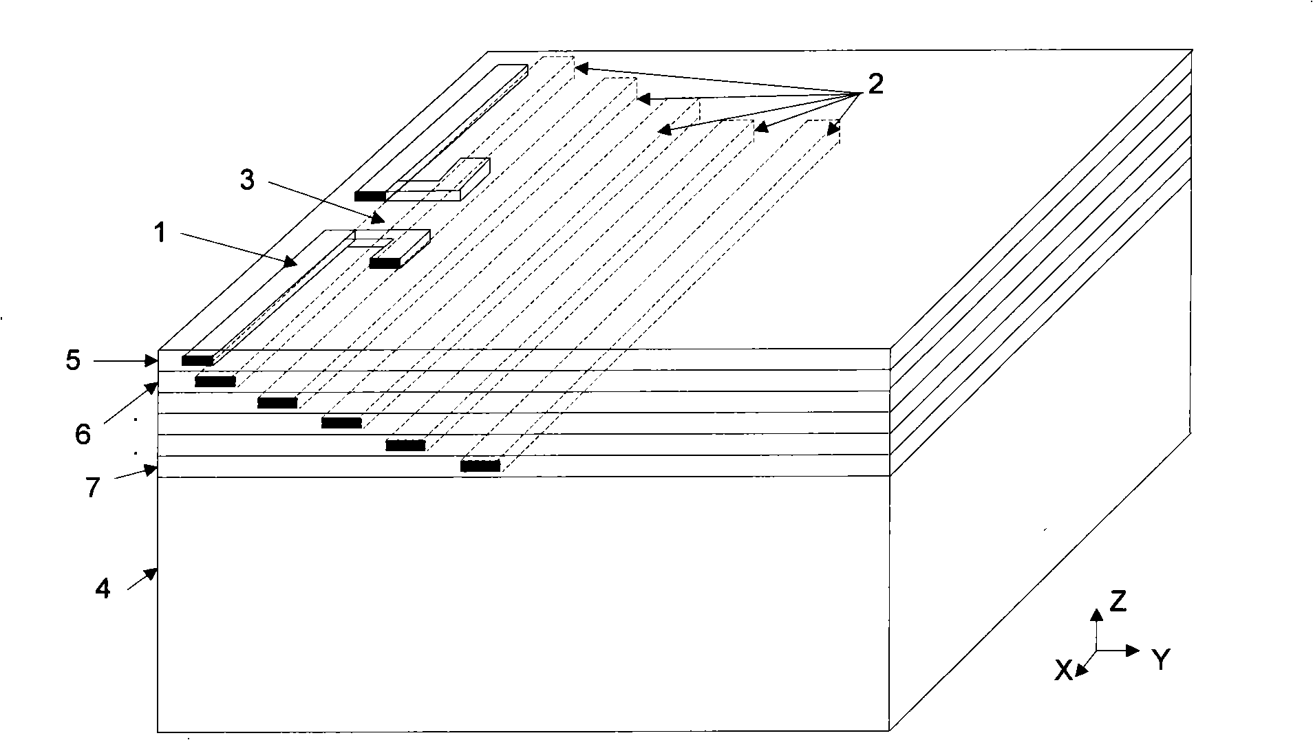 Antenna on stairway reflection orienting piece used for wireless interconnection between chips