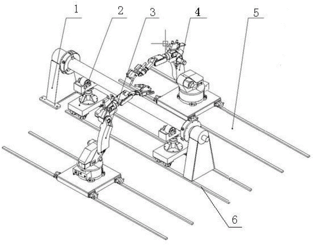 Integrated workstation based on robot cutting, welding and carrying in pipe processing