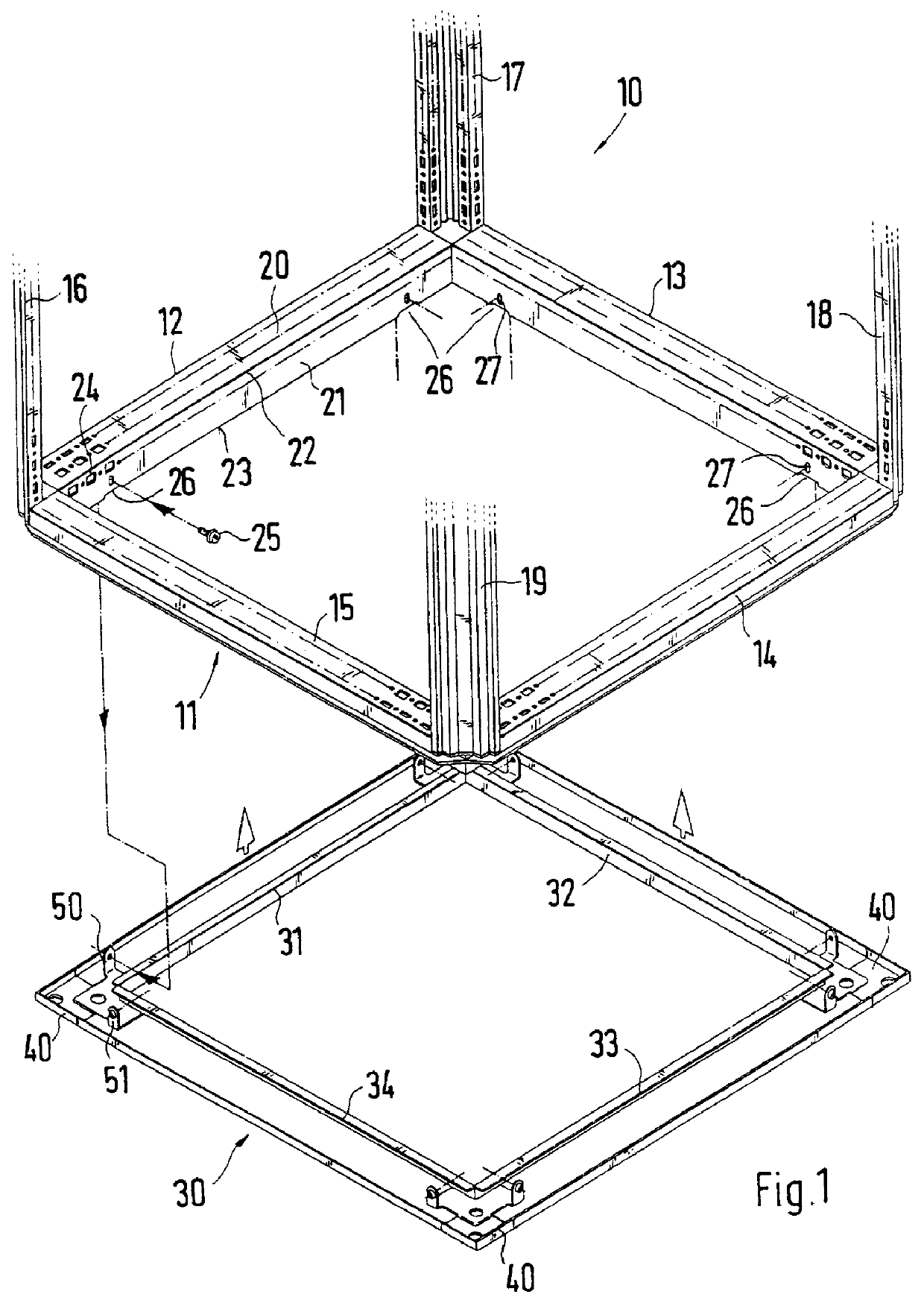 Rack for a switchgear cabinet