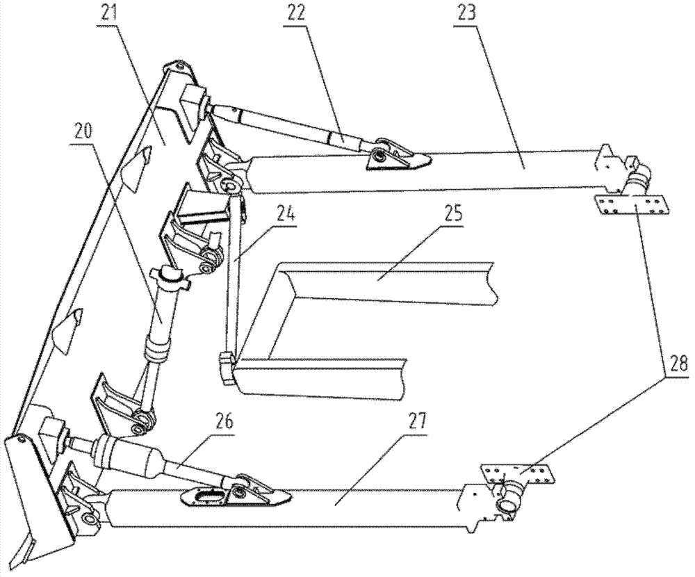 Inclined connecting rod structure of front working device of bulldozer