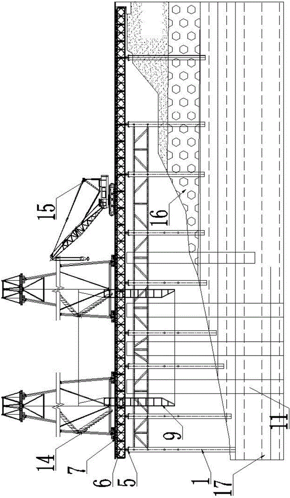 Deep-water construction method of bridge at water pebble soil and argillaceous sandstone areas and auxiliary working platform