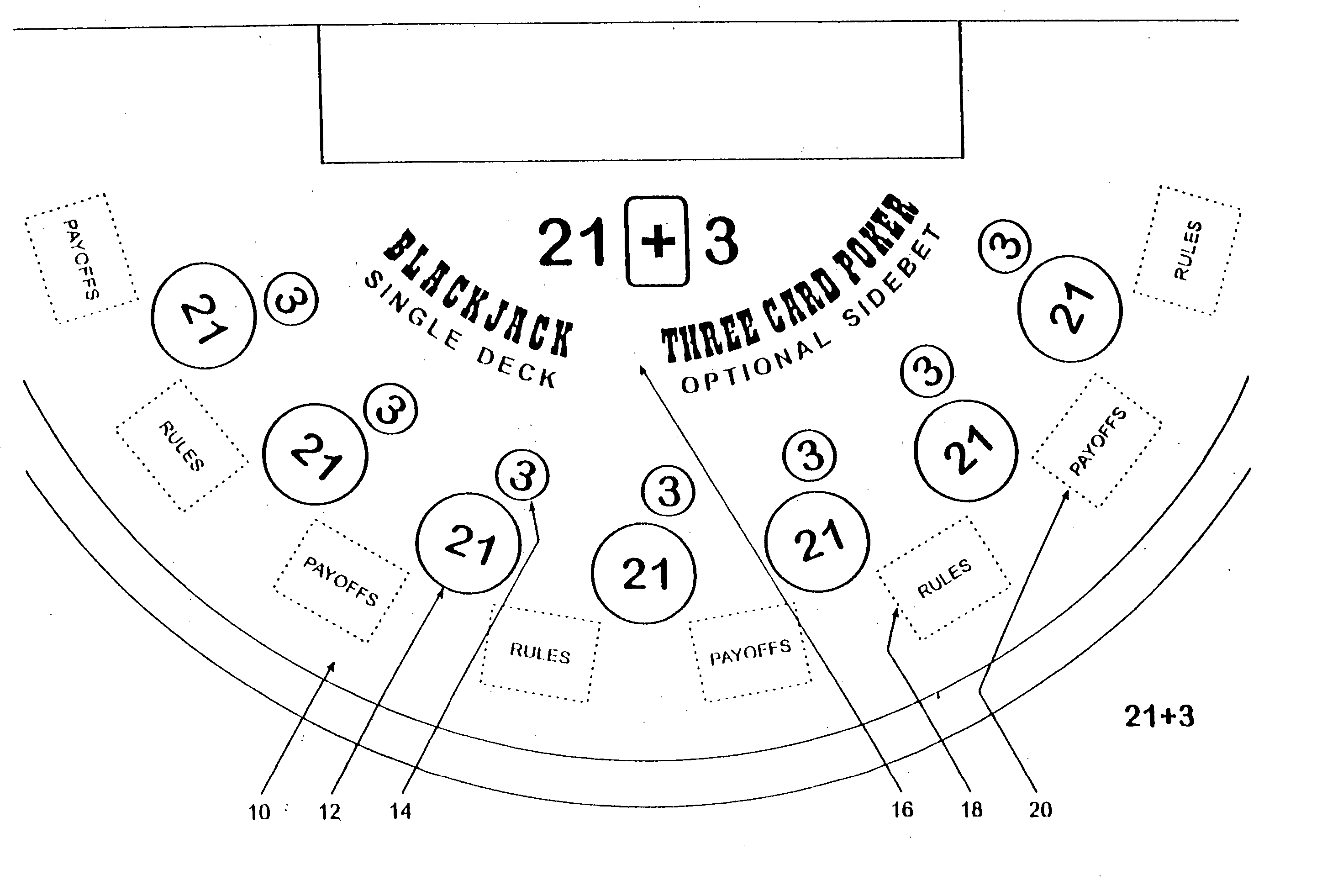 Method for playing Blackjack with a three card poker wager ("21+3")