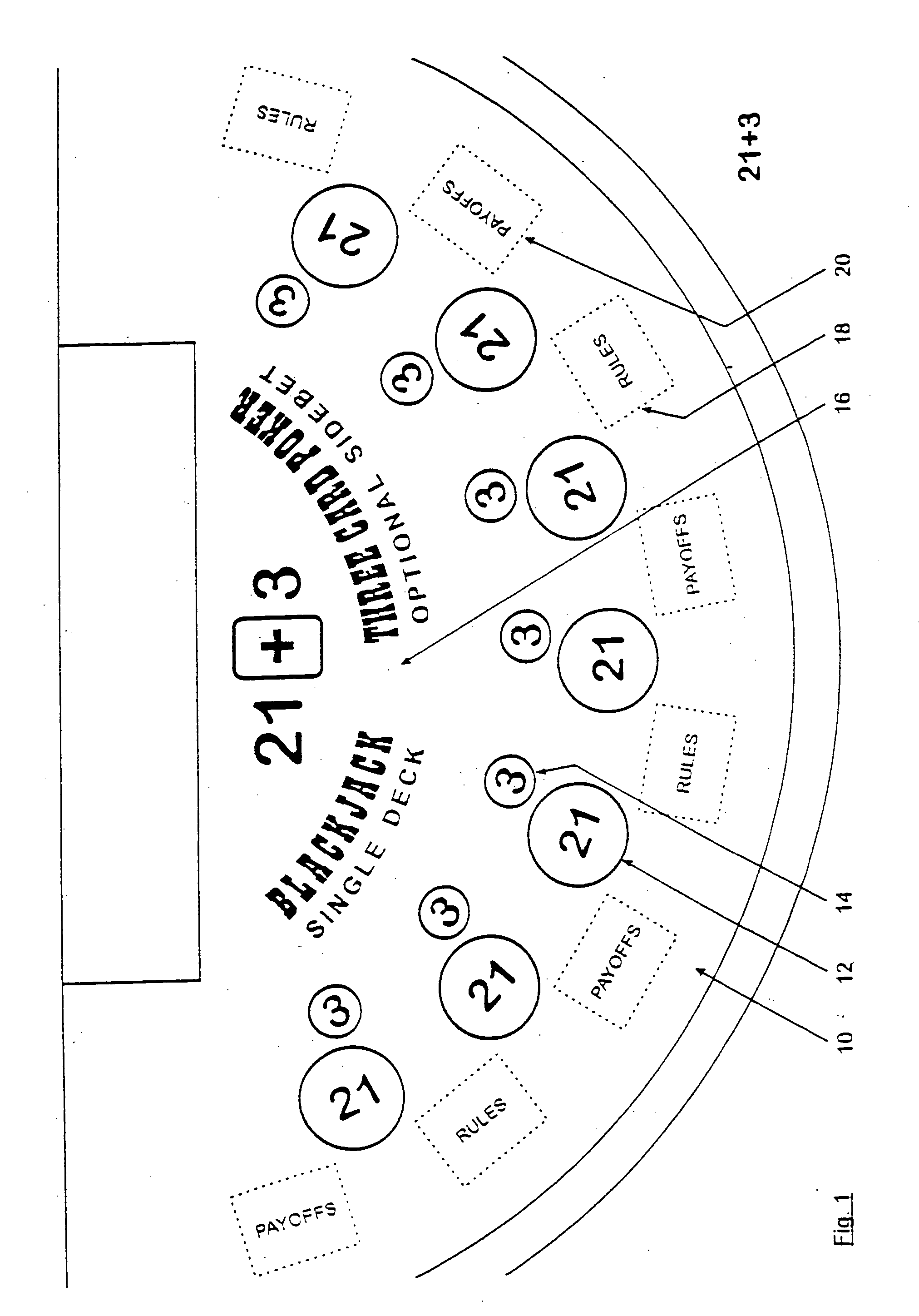 Method for playing Blackjack with a three card poker wager ("21+3")